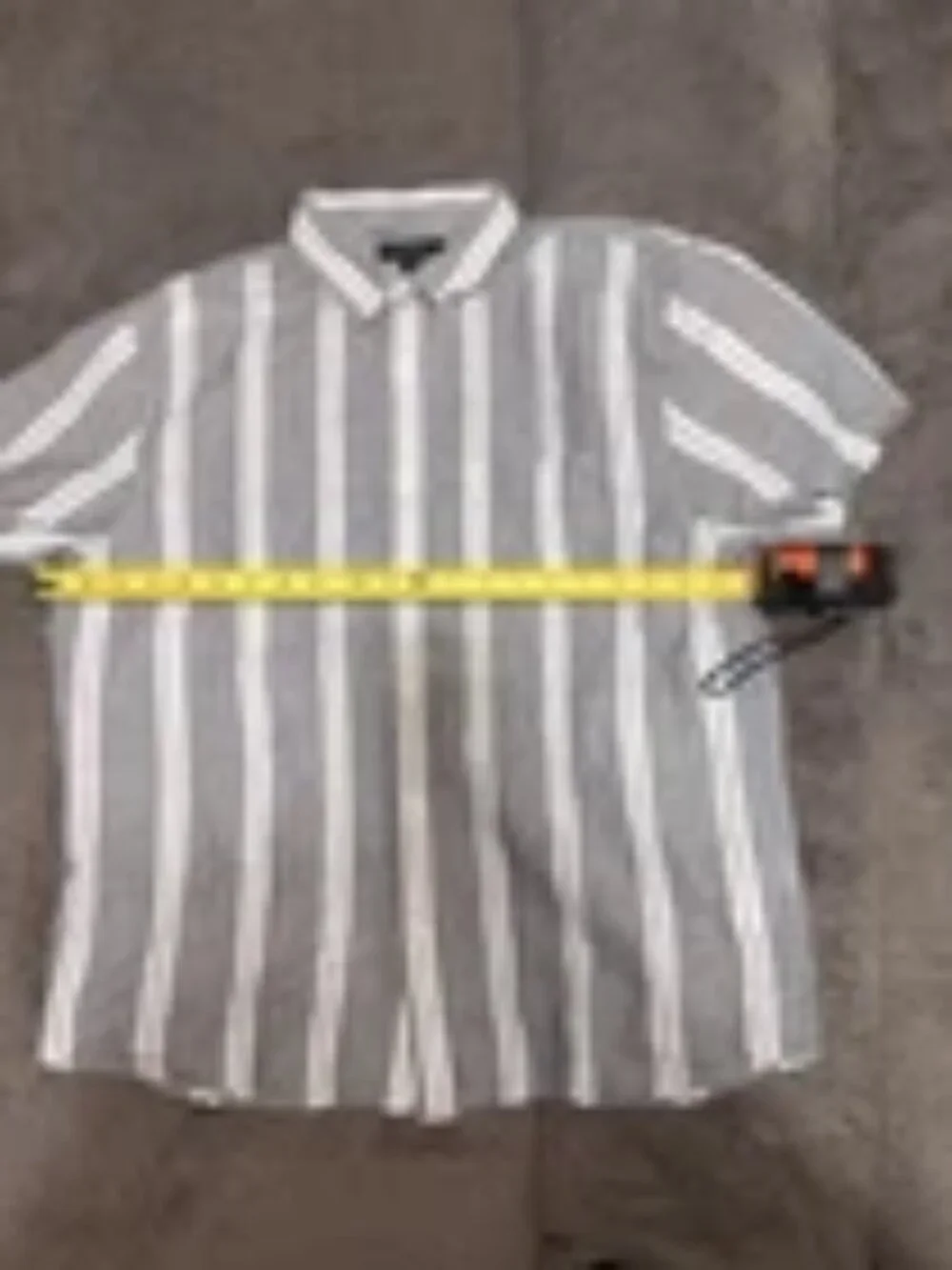 Banana Republic Men's Linen Blend Shirt Large Gray White Stripe Slim